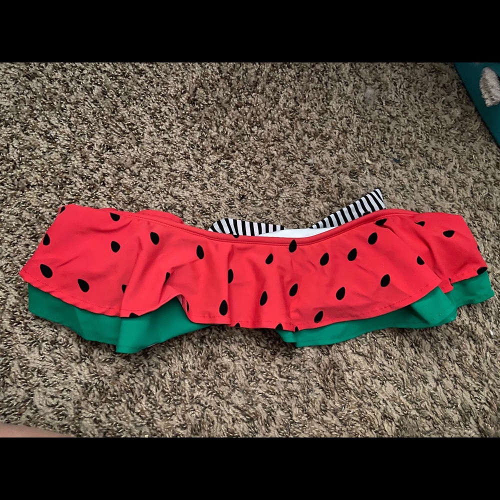 Watermelon layered bikini top with tie back